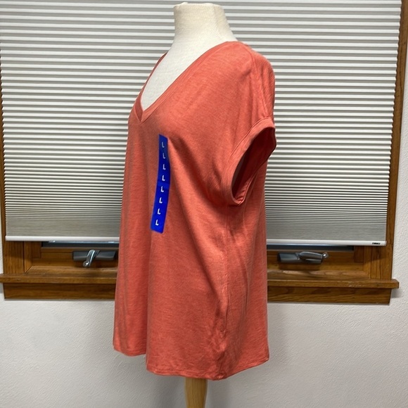 Jessica Simpson NWT Burnt Sienna Comfy V- Neck Short Sleeve Knit Top - Picture 8 of 14